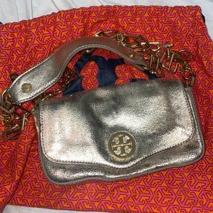 Perfect Size Date-night Tory Burch Gold Crossbody w gold chain-